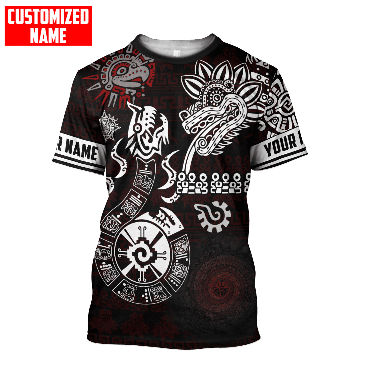 Customized Mexican T-Shirt/ Personalized Aztec Mayan Quetzalcoatl Tattoo T-shirt
