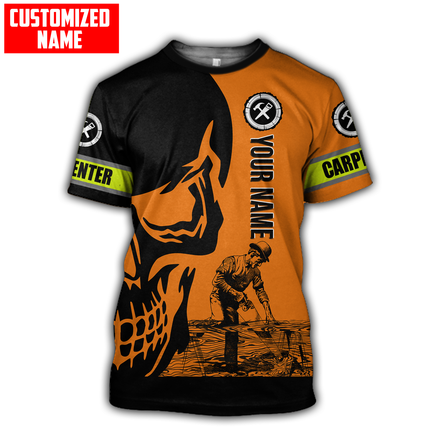 Custom Orange 3D All Over Print Carpenter Shirt Proud Carpenter Uniform Shirts