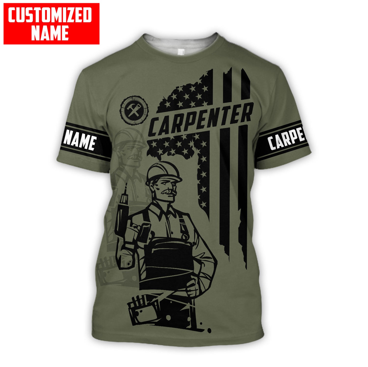 Customized Name Carpenter Shirts American Flag Pattern Proud Of Carpenter Shirts
