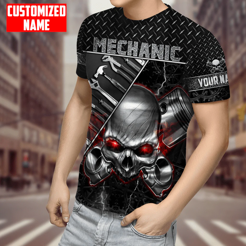 Personalized Mechanic Tool Shirt Skull Smock Mechanical Shirts Cute Mechanic Tshirt