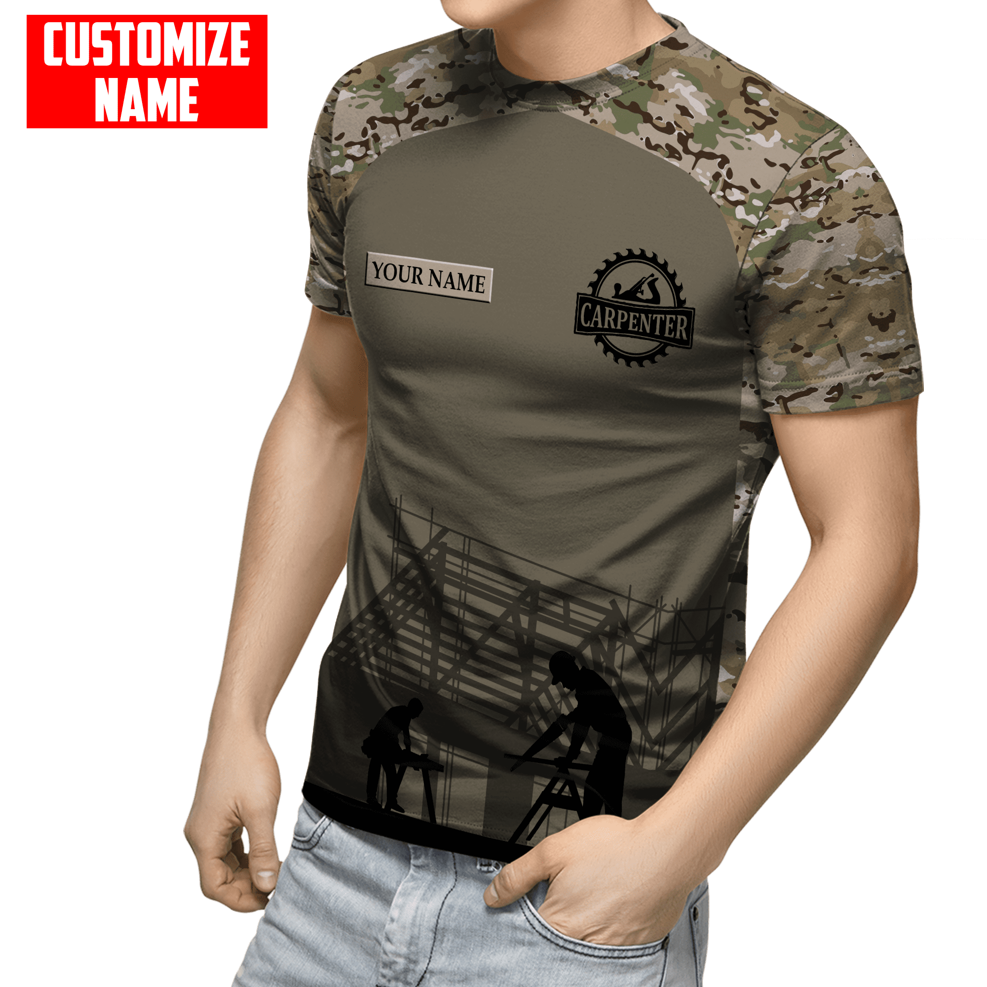 Coolspod Customized Name Carpenter Shirts Camo Pattern