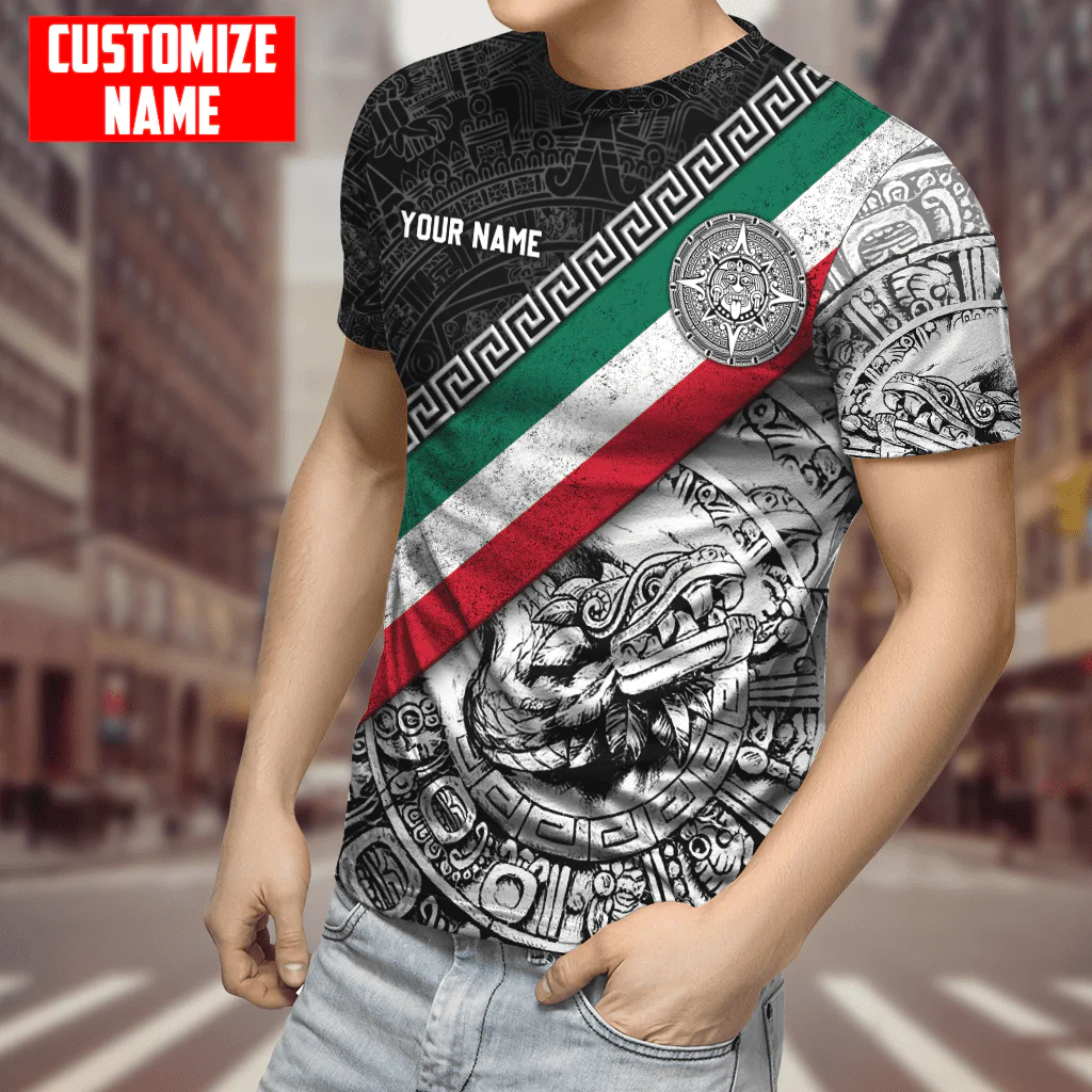 Personalized Mexico Aztec T Shirt Line Quetzalcoatl Pattern Sublimation on Shirts Coolspod