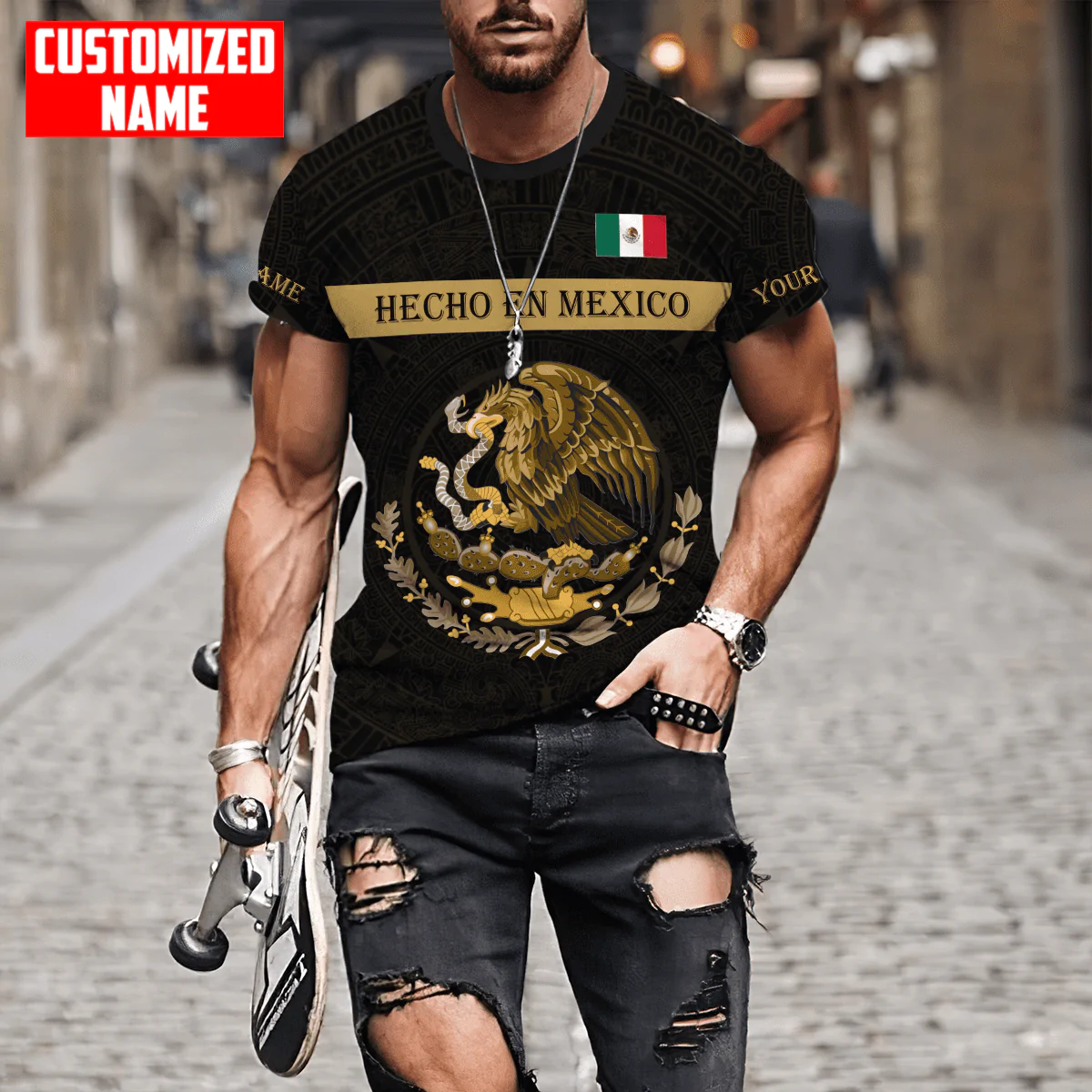 Personalized Mexico Hecho En Mexico Gold Shirt Mexican T Shirt