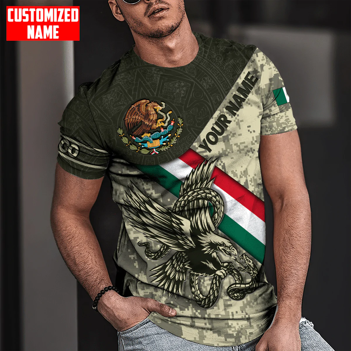Personalized Mexico Eagle Camoflauge Flag Pattern Shirt Mexican Shirt Men Women