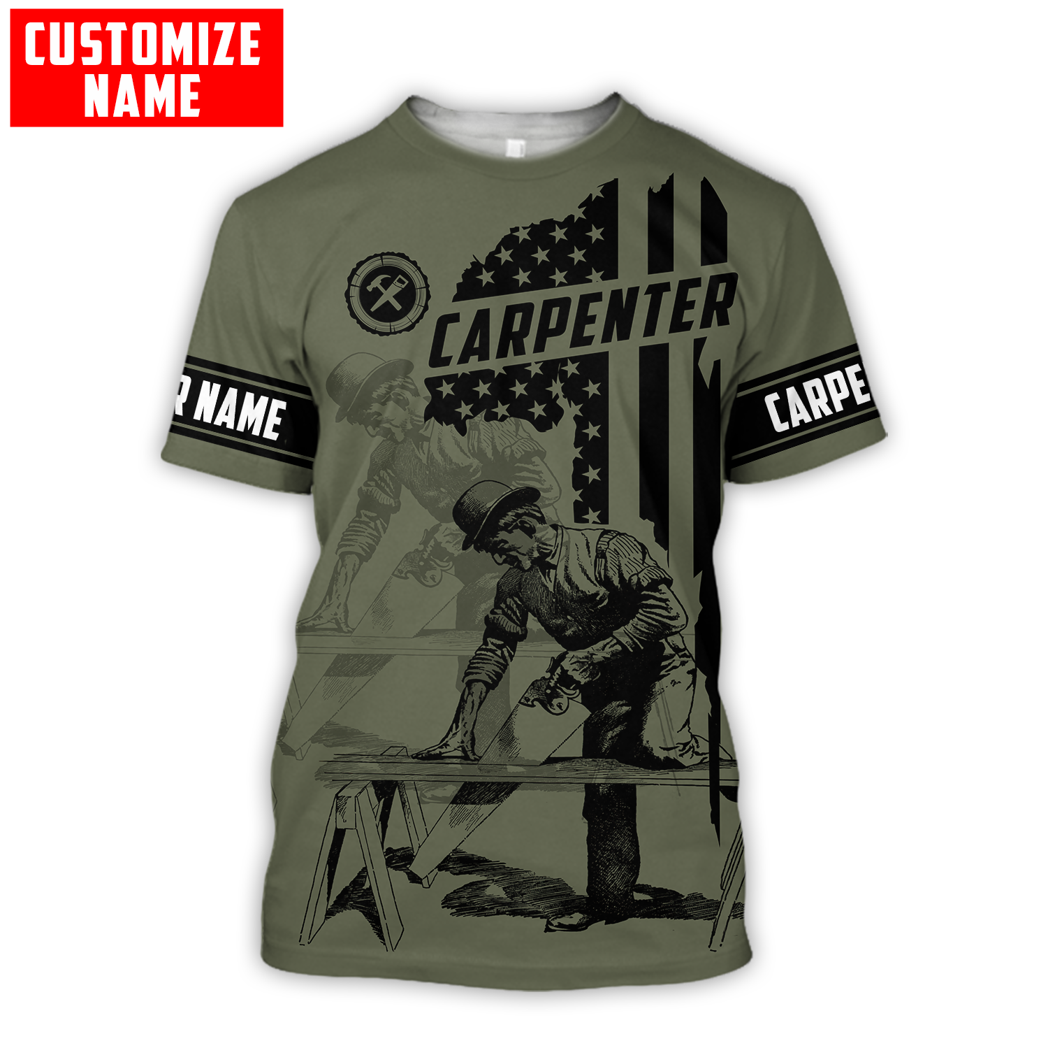 Customized Carpenter Shirt USA Flag Pattern Proud Work Shirt Carpenter Gifts