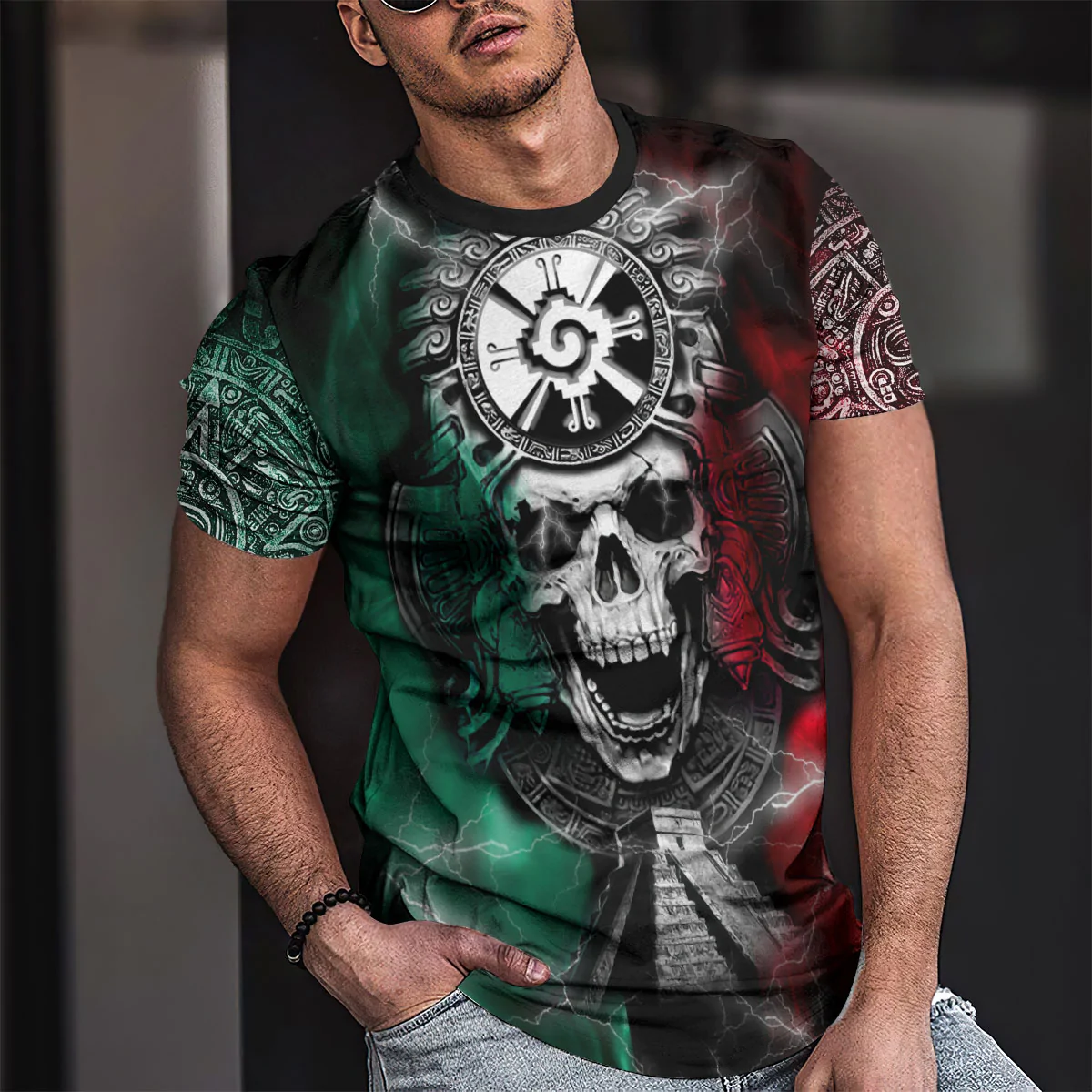 Mexico Aztec Shirt Mexican Maya Hunab Ku Skull 3D Full Printed Unisex Shirts