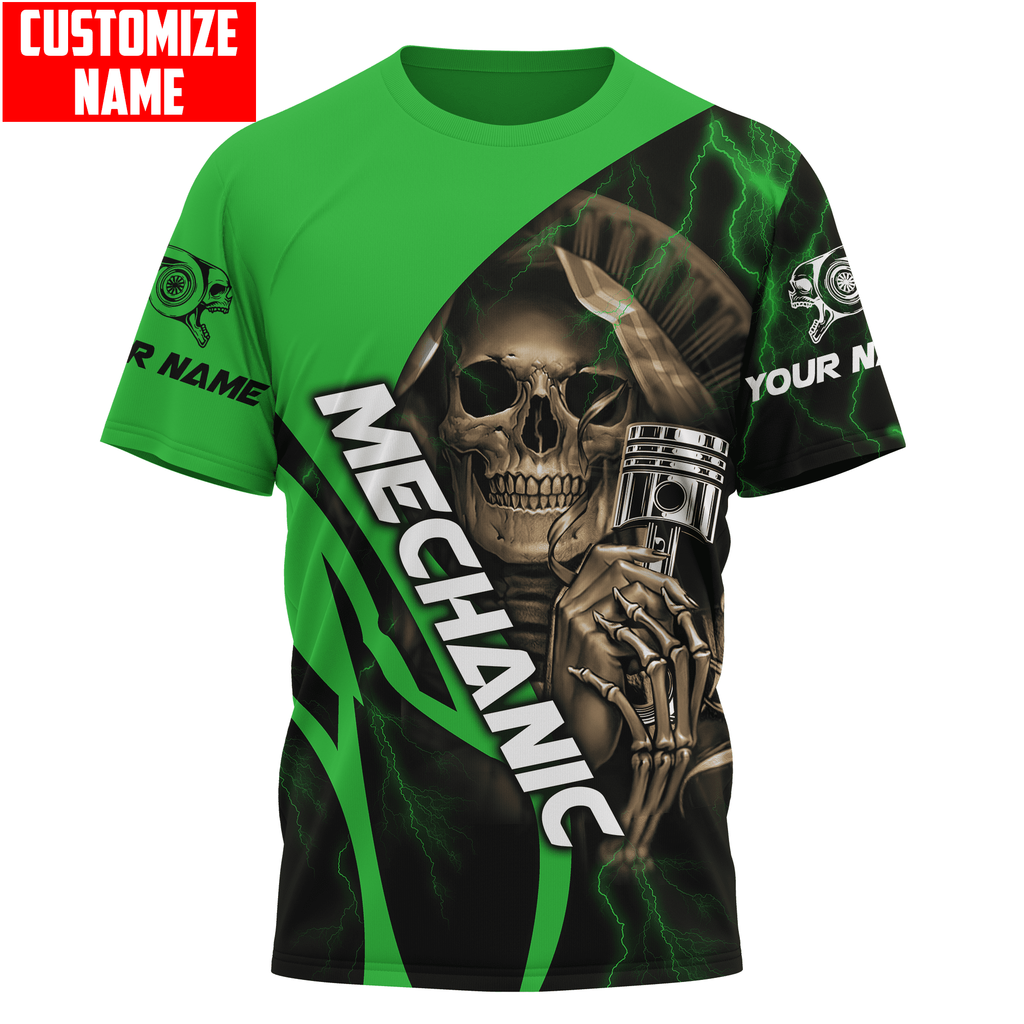 Mechanic 3D t shirt/ Custom Name Mechanic Skull Shirts For Men And Women