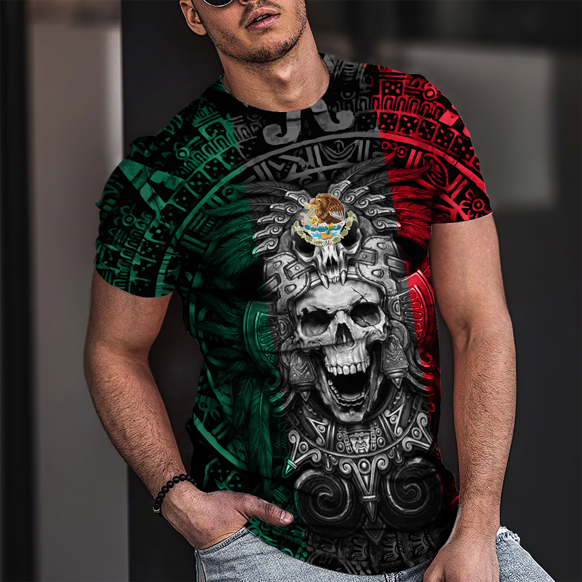 3D All Over Print Maxican Aztec Warrior Shirt/ Gift for Mexico Shirt