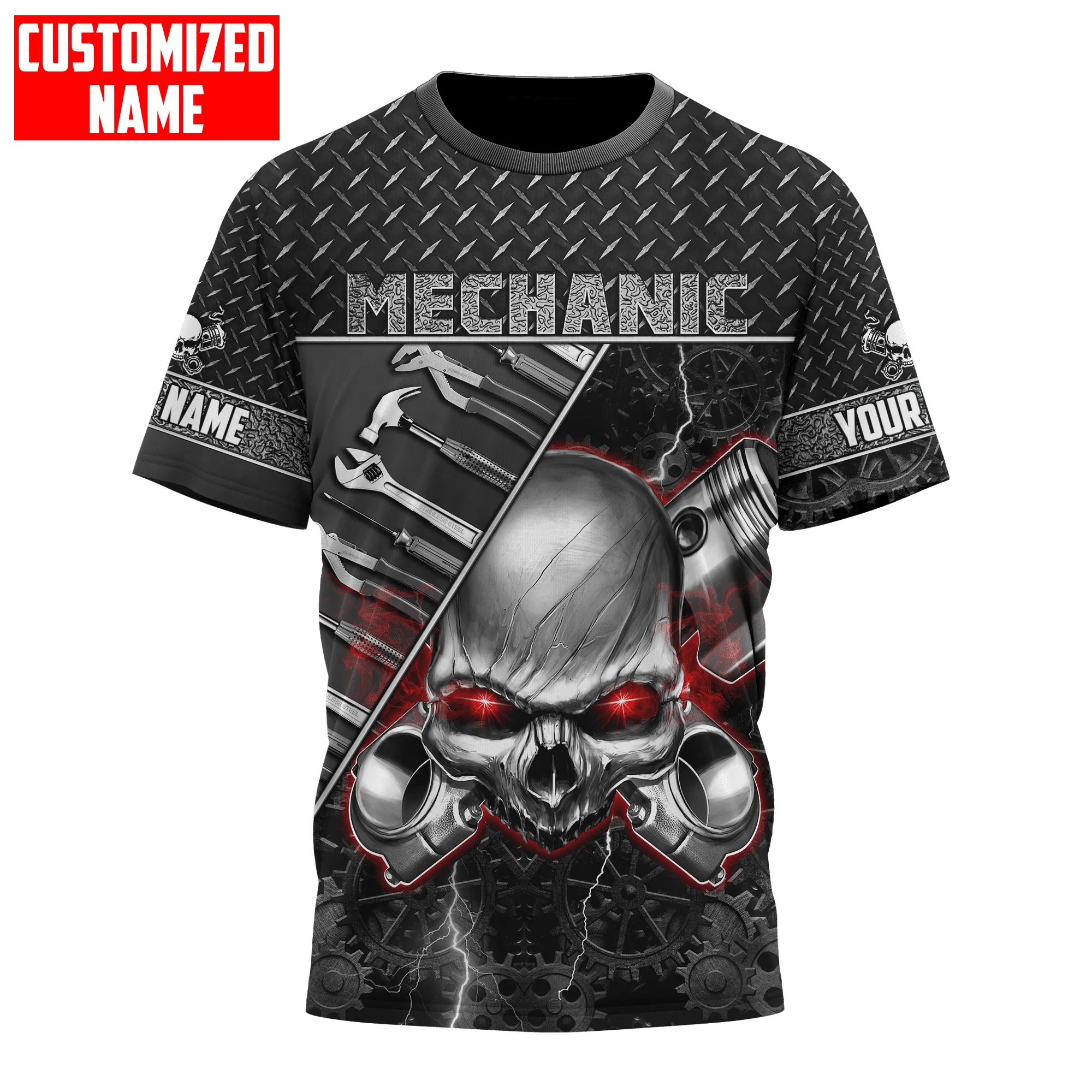 Personalized Mechanic Tool Shirt Skull Smock Mechanical Shirts Cute Mechanic Tshirt