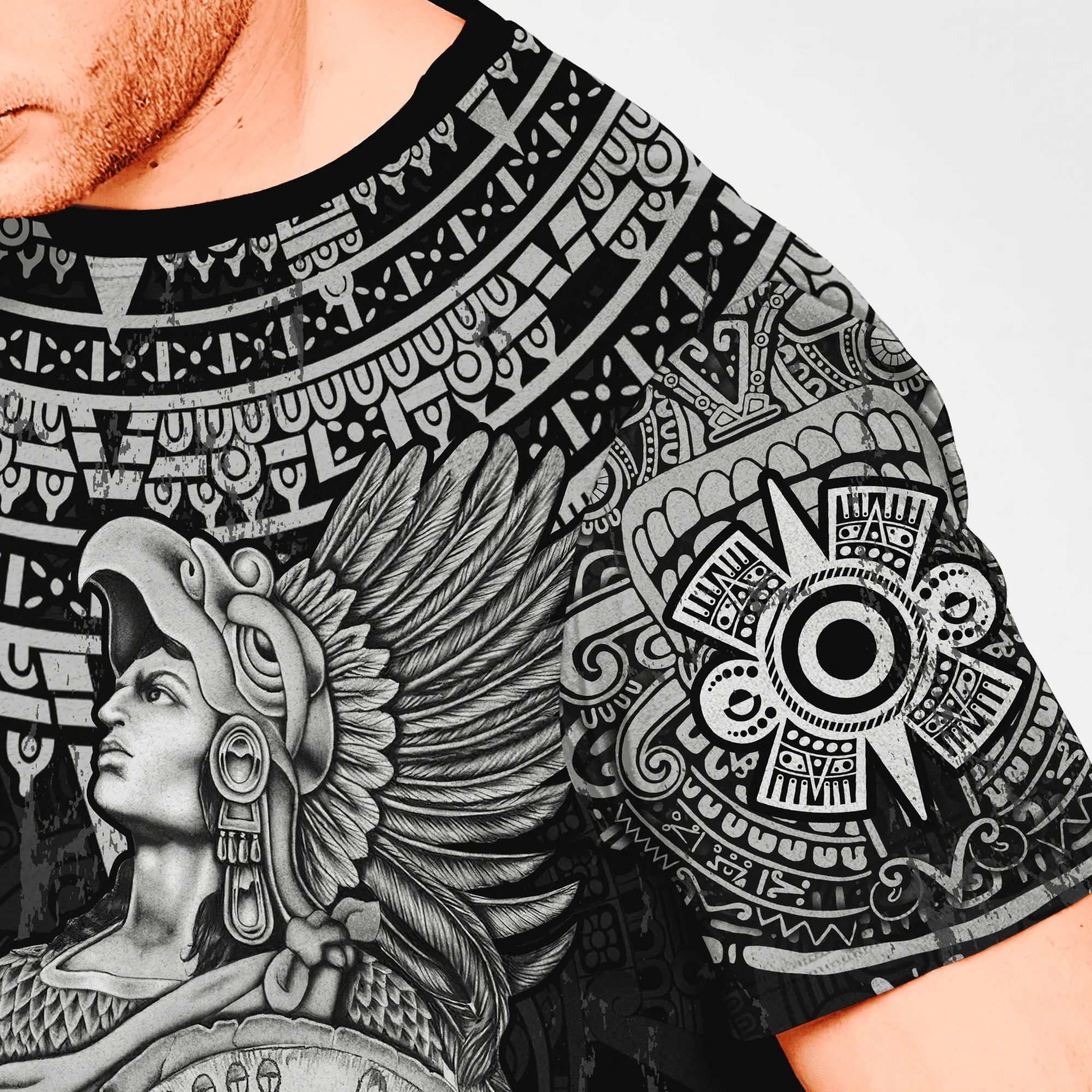 Aztec Warrior Shirts Ollin Eye 3D Full Printed Mexican Tee Shirt Coolspod