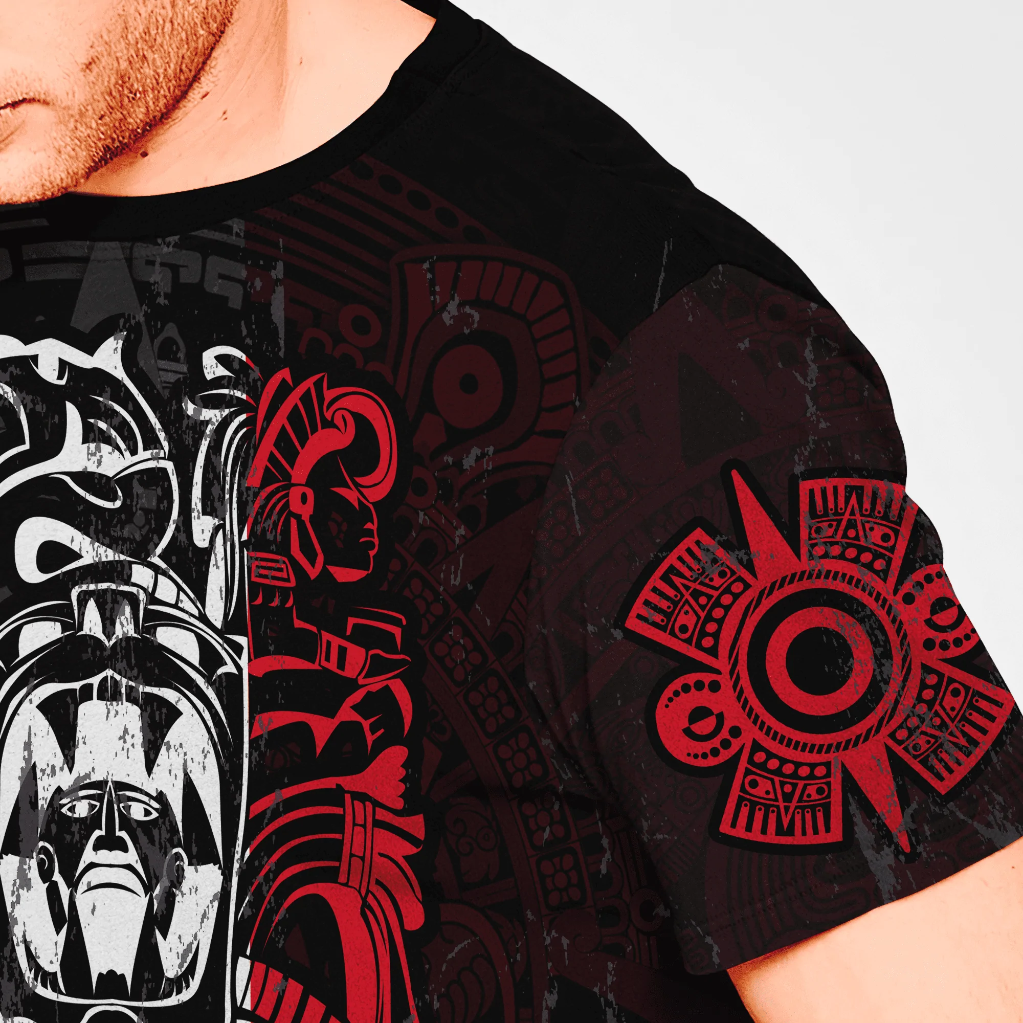 Coolspod Unisex Aztec Shirt Ancient Aztec Maya Ceremony Mask 3D T Shirt