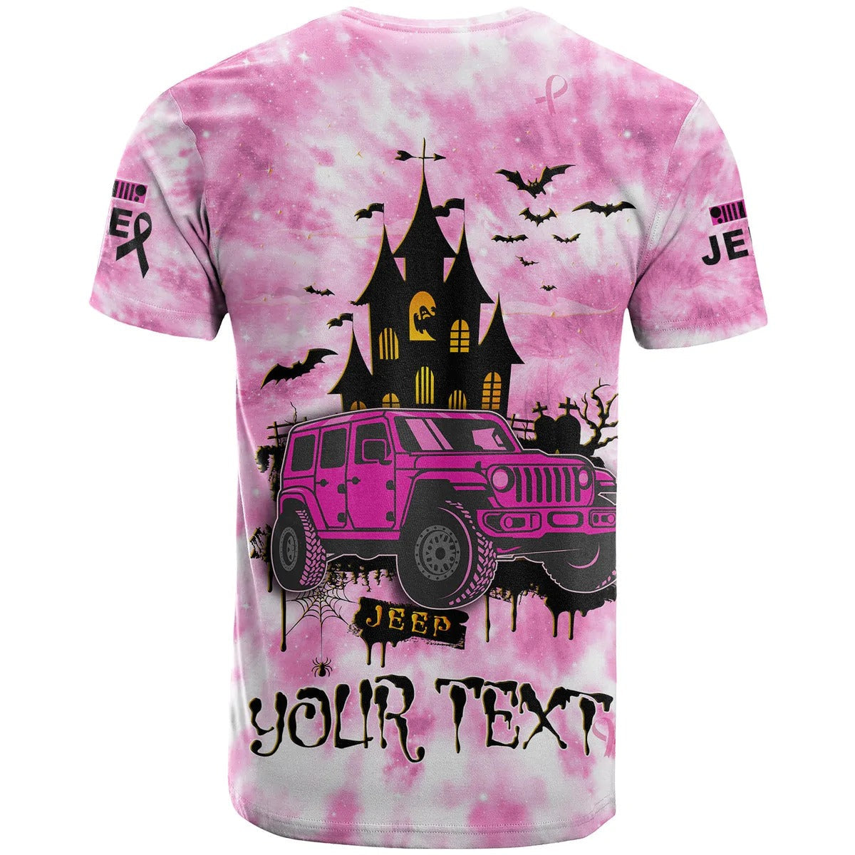 JEE Car Breast Cancer Shirt. T Shirt Tie Dye Halloween In October We Wear Pink