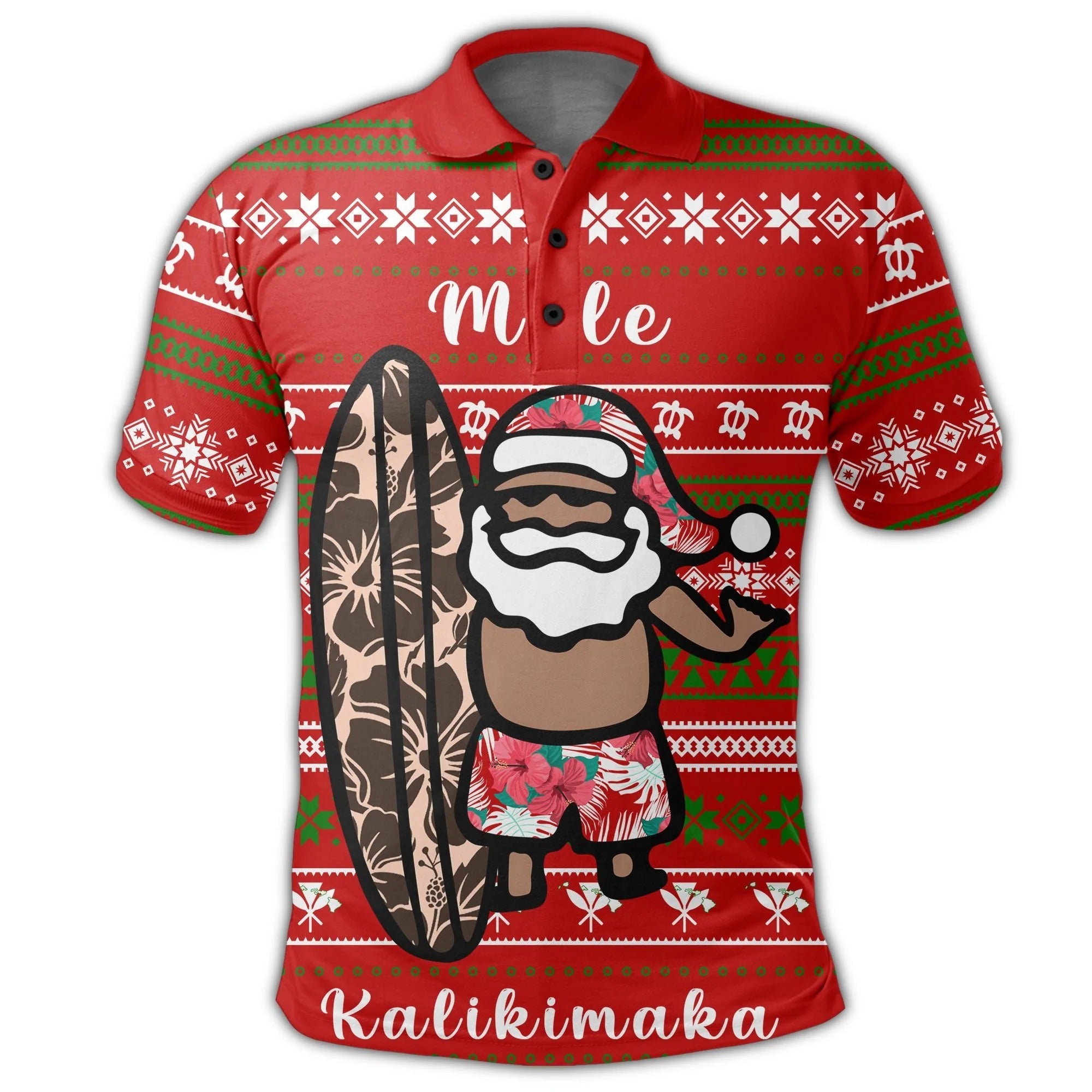 Hawaii Christmas Santa Claus Surf Polo Shirt Funny Xmas Santa Polo Shirt Men Women