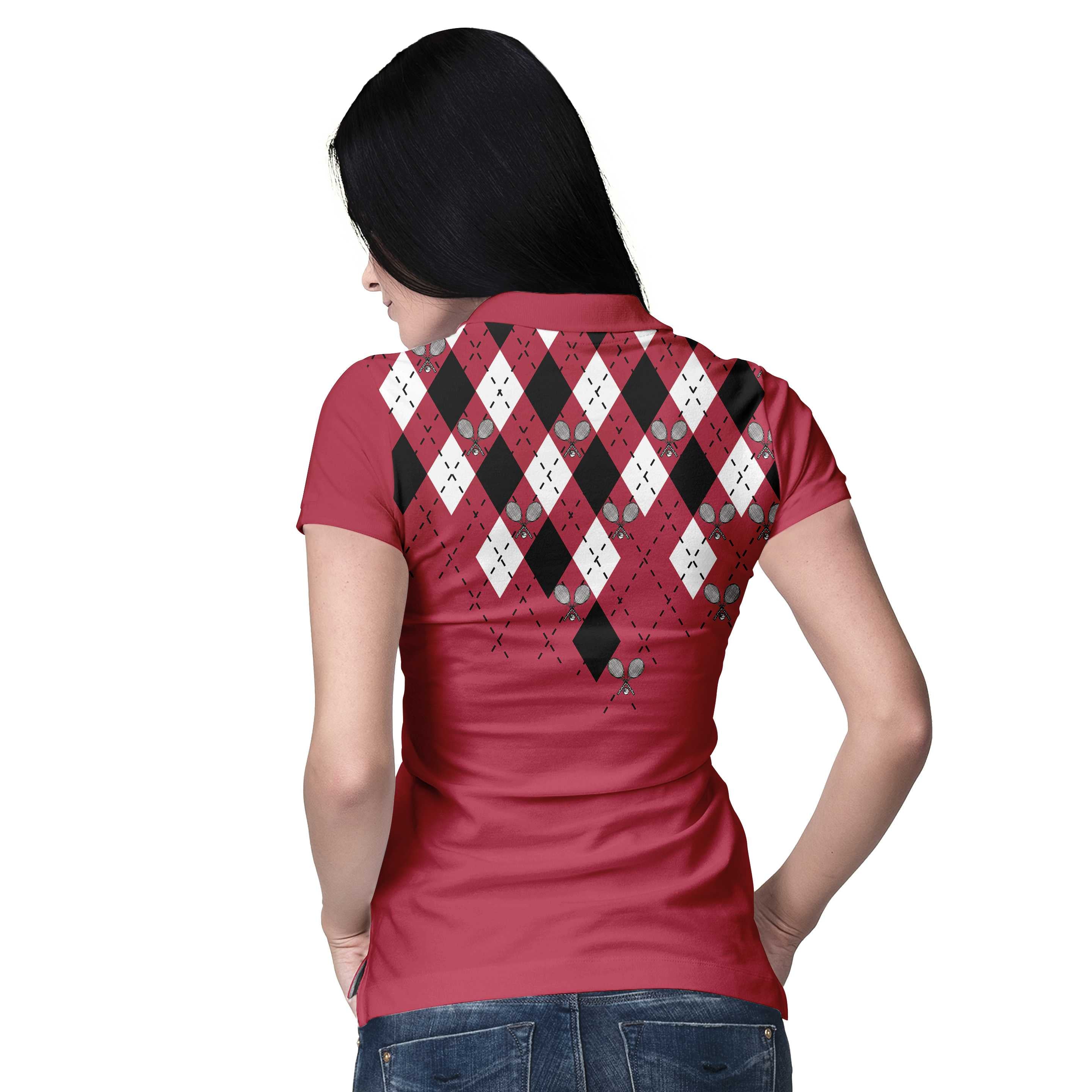 Tennis Shirt With Argyle Pattern Short Sleeve Women Polo Shirt Coolspod