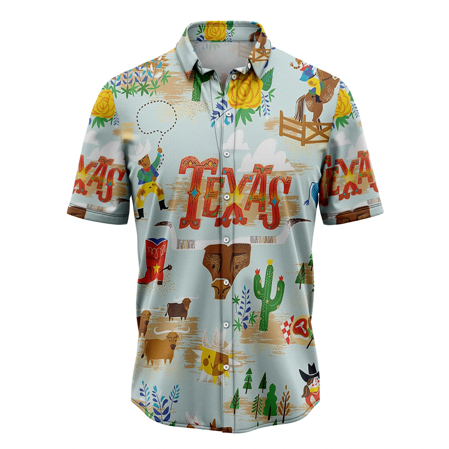 Texas Cowboy Hawaiian Shirt/ Summer gift/ Hawaiian Shirts for Men/ Aloha Beach Shirt