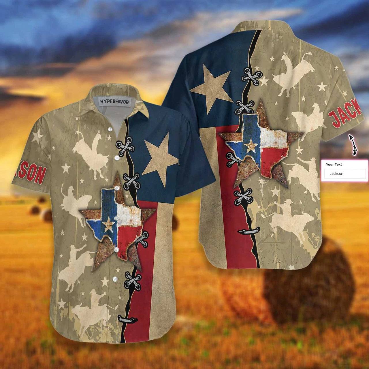 Texas Flag & Rodeo Texas Custom Name Aloha Hawaiian Shirts For Men & For Women