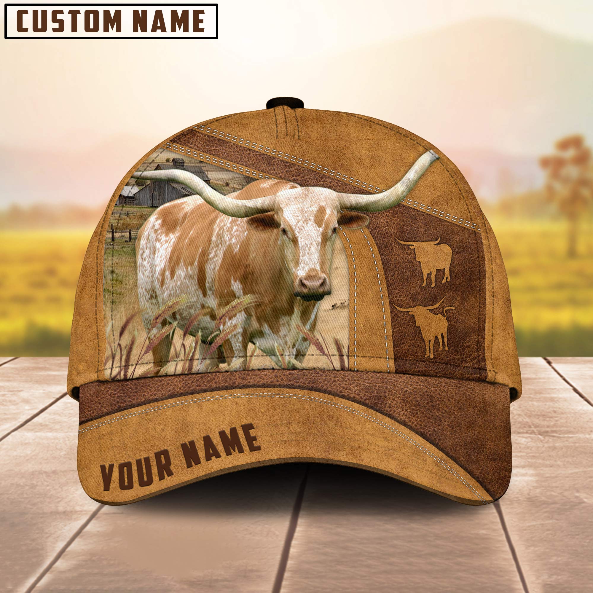 Custom Name Texas Longhorn Cattle Cap/ Cattle Hat/ Farm Baseball Hat/ Cap Hat For Farmer Farm Lover