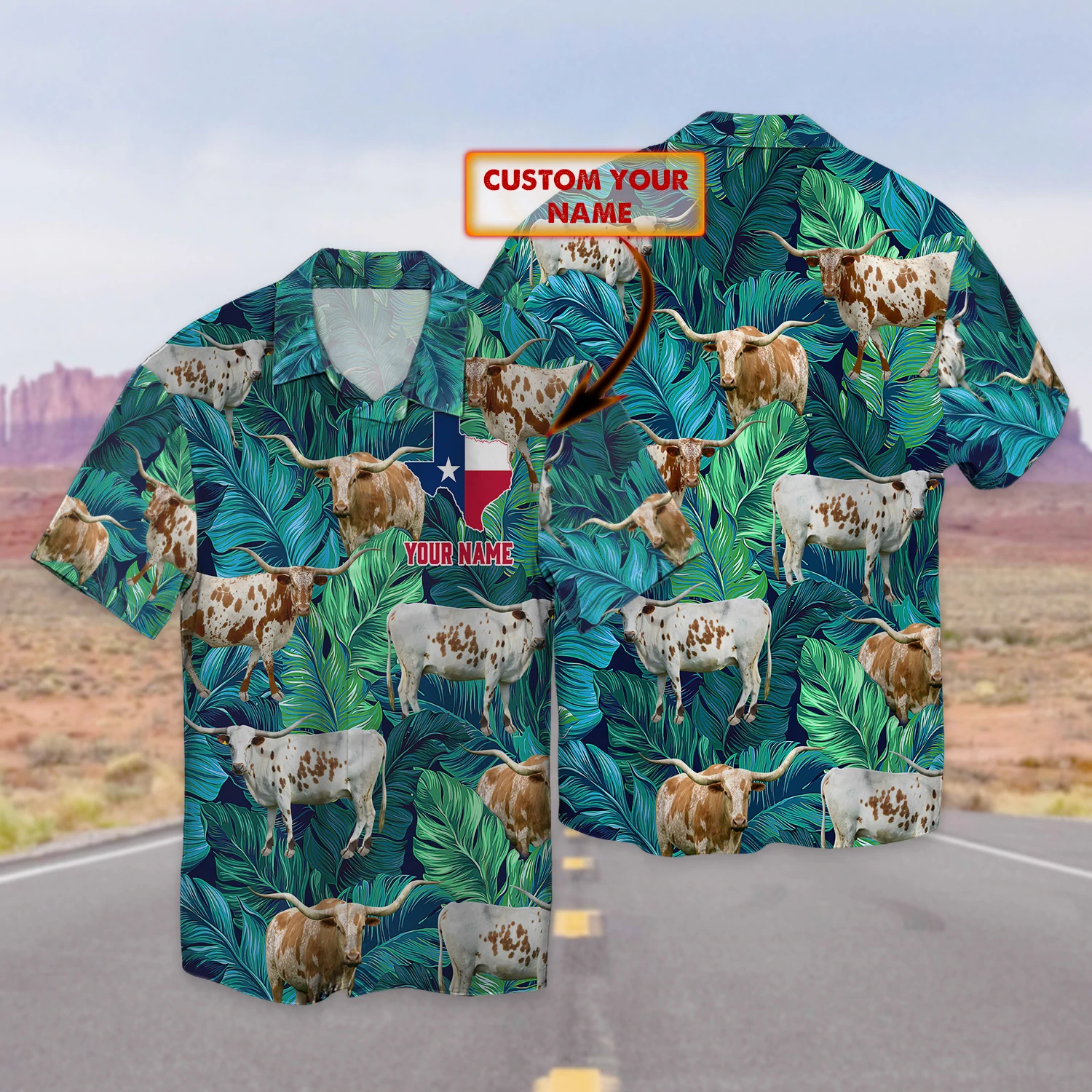 Texas Longhorn cow hawaiin shirt/ Cow Aloha Shirt For Men/ Vintage Hawaii T-shirt
