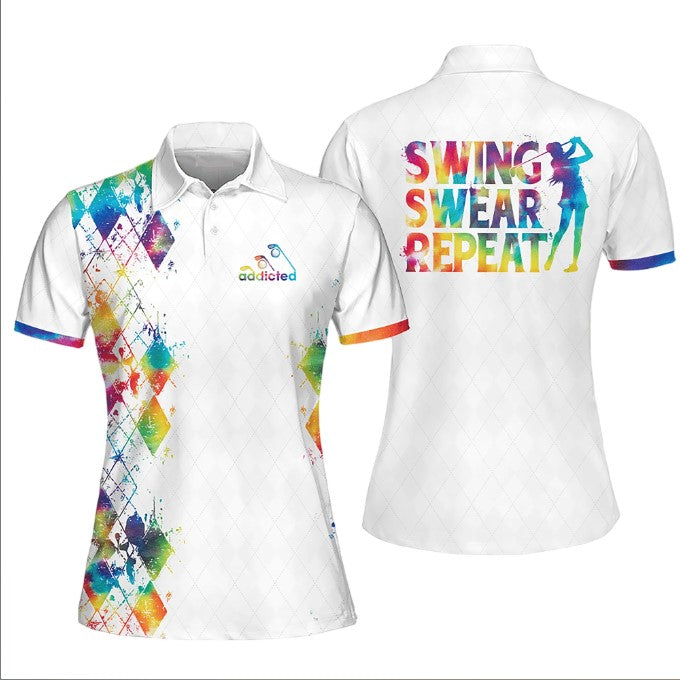 Tie-dye Addicted swing swear repeat Sleeveless Polo Shirt/ Short Sleeve Polo Shirt For Women