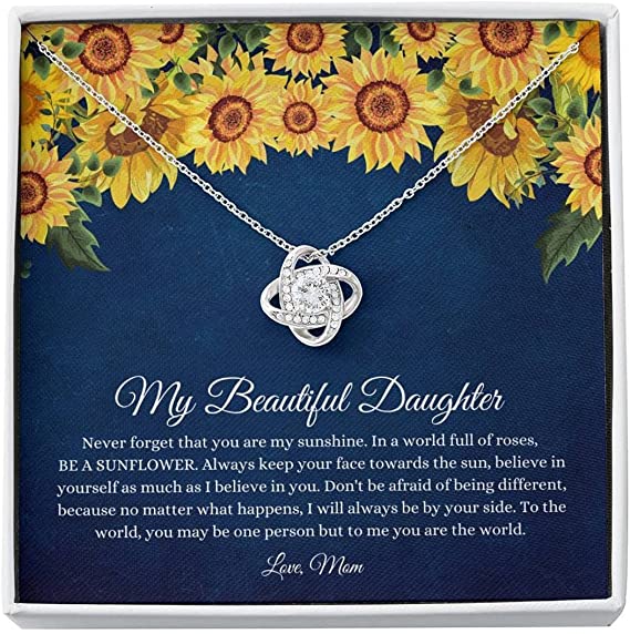 To My Beautiful Daughter Love Knot Necklace/ birthday Gift For Daughter From Mom/ Gift for her