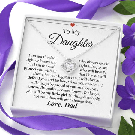 To My Daughter Necklace/ Dad Love Knot Necklace/  I Will Always Be Your Biggest Fan Love