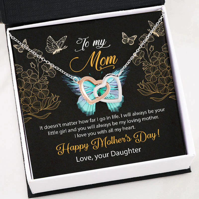 To My Mom necklace/ Interlocking Heart Luxury Necklace/ Gift for Mom/ Mother''s day Gift for Mom