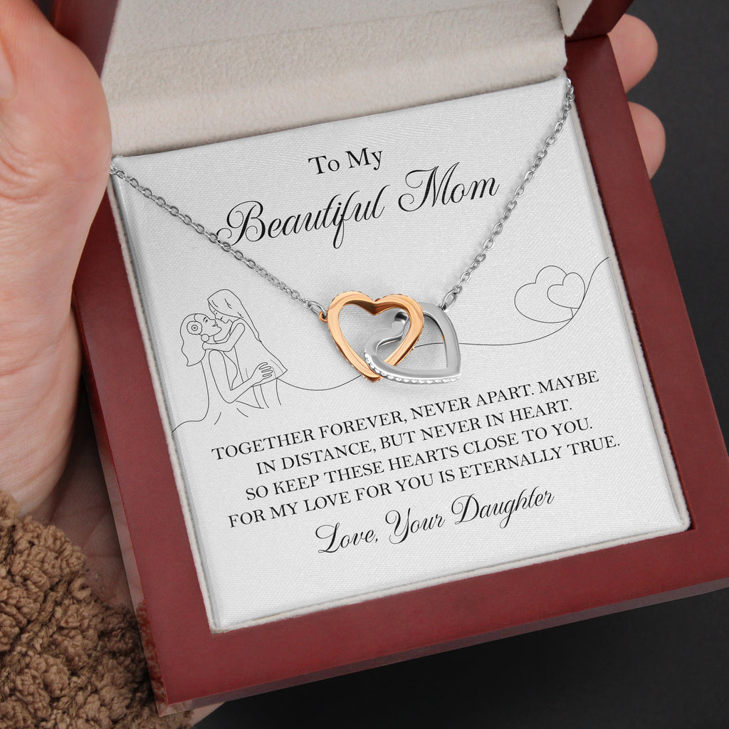 To my Beautiful Mom Interlocking Necklace/ Best Gift from Daughter to Mom/ Jewelry Gift for Mother