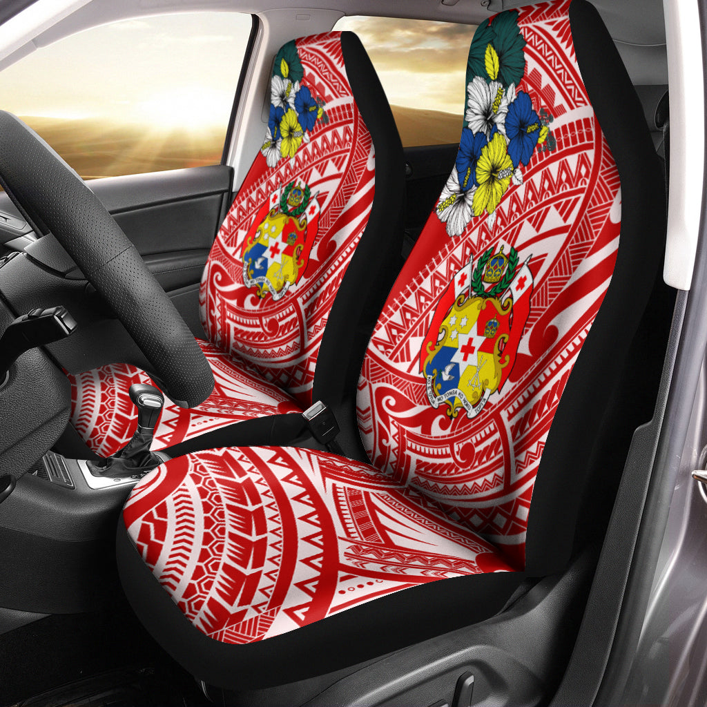 Tonga Car Seat Covers Polynesian Pattern Red Color