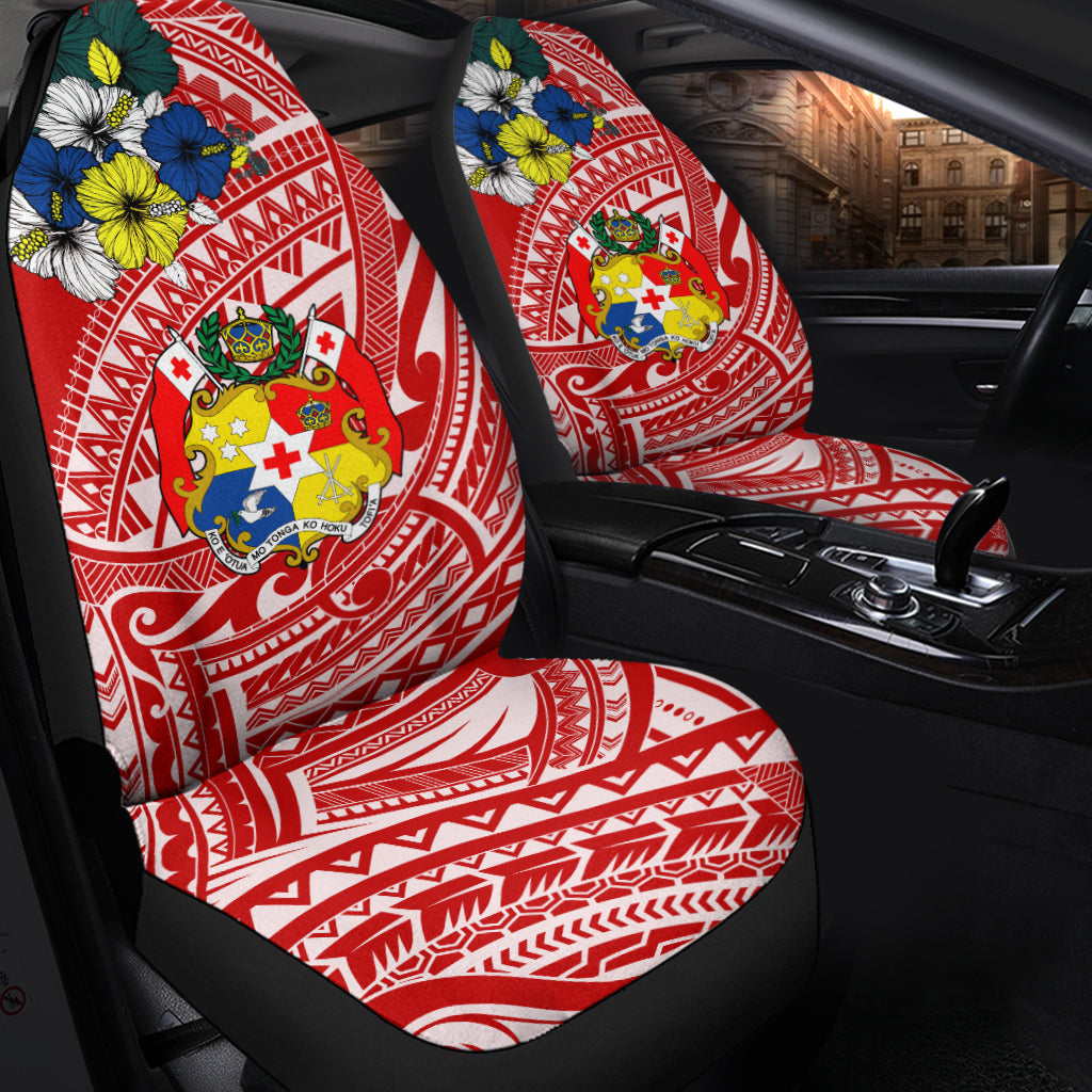 Tonga Car Seat Covers Polynesian Pattern Red Color