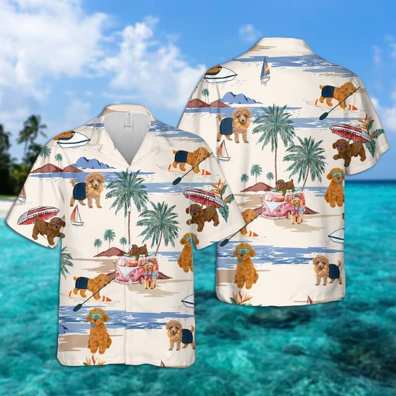Toy Poodle Summer Beach Hawaiian Shirt/ dog beach Short Sleeve Hawaiian Shirt