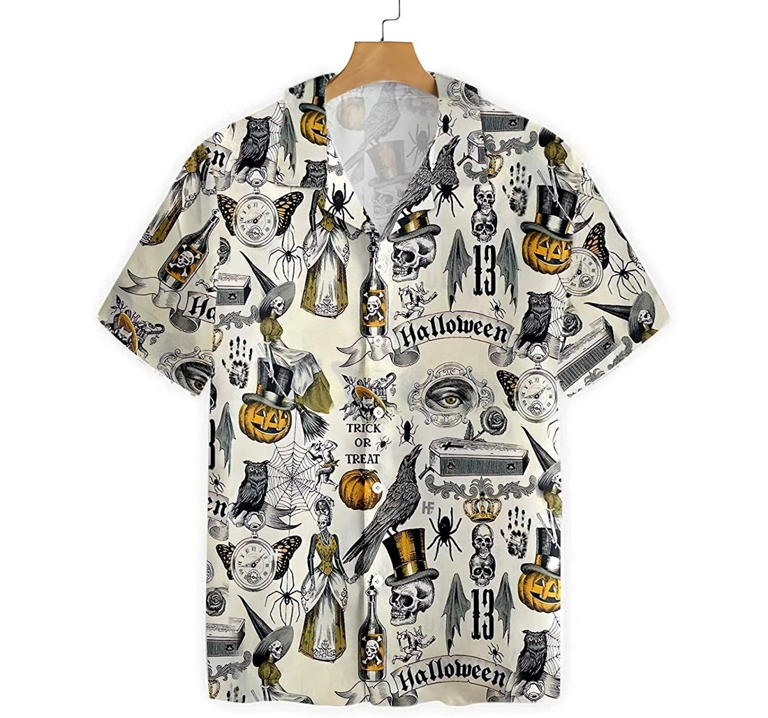 Trickery Halloween Summer Clothes Hawaiian Shirt/ Button Up Aloha Shirt For Men/ Women