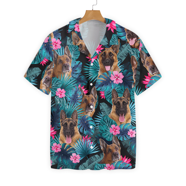 Tropical German Shepherd Dog Pattern Hawaiian Shirt