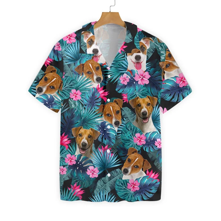 Tropical Jack Russell Terrier Dog Pattern Hawaiian Shirt