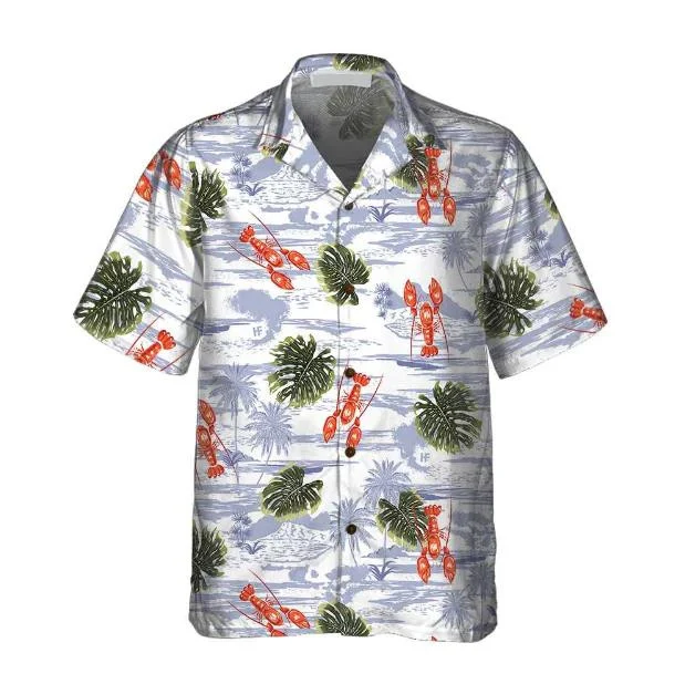 Tropical Pattern And Lobster Monstera Leaves Pattern Hawaiian Shirt