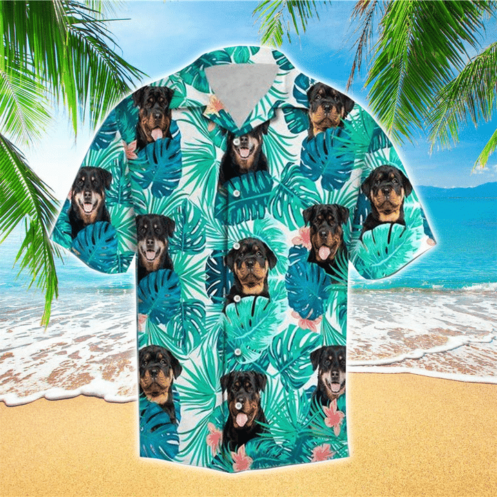 Dog Happy Summer With Rottweiler Edition Hawaiian Shirt/ Flowers Aloha Shirt For Dog Lovers