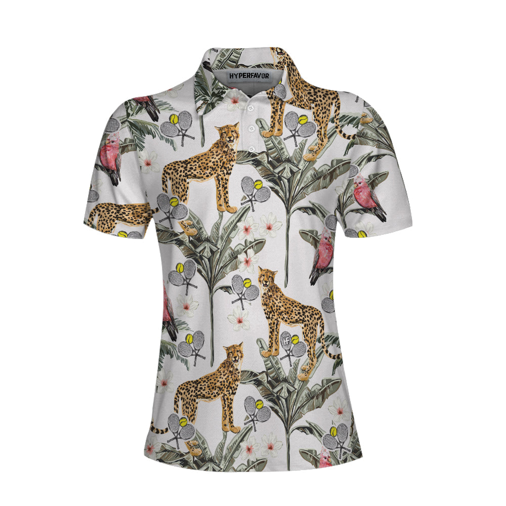 Tropical Coconut Leopard Tennis Shirt For Women Short Sleeve Women Polo Shirt Coolspod