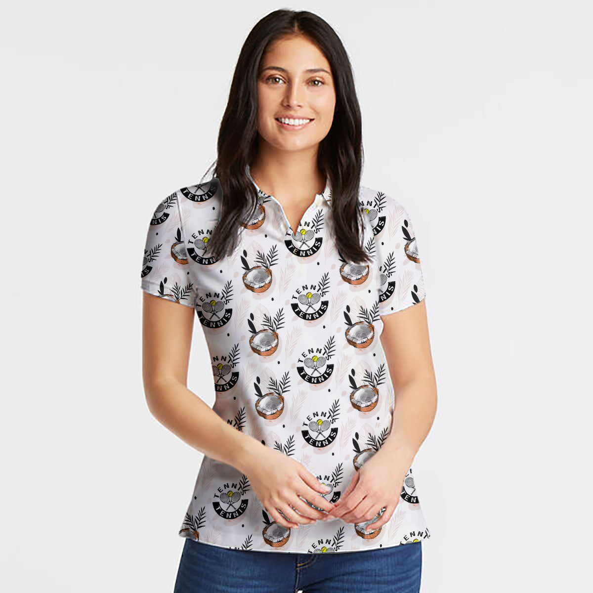 Tropical Coconut Tennis Shirt For Women Short Sleeve Women Polo Shirt Coolspod