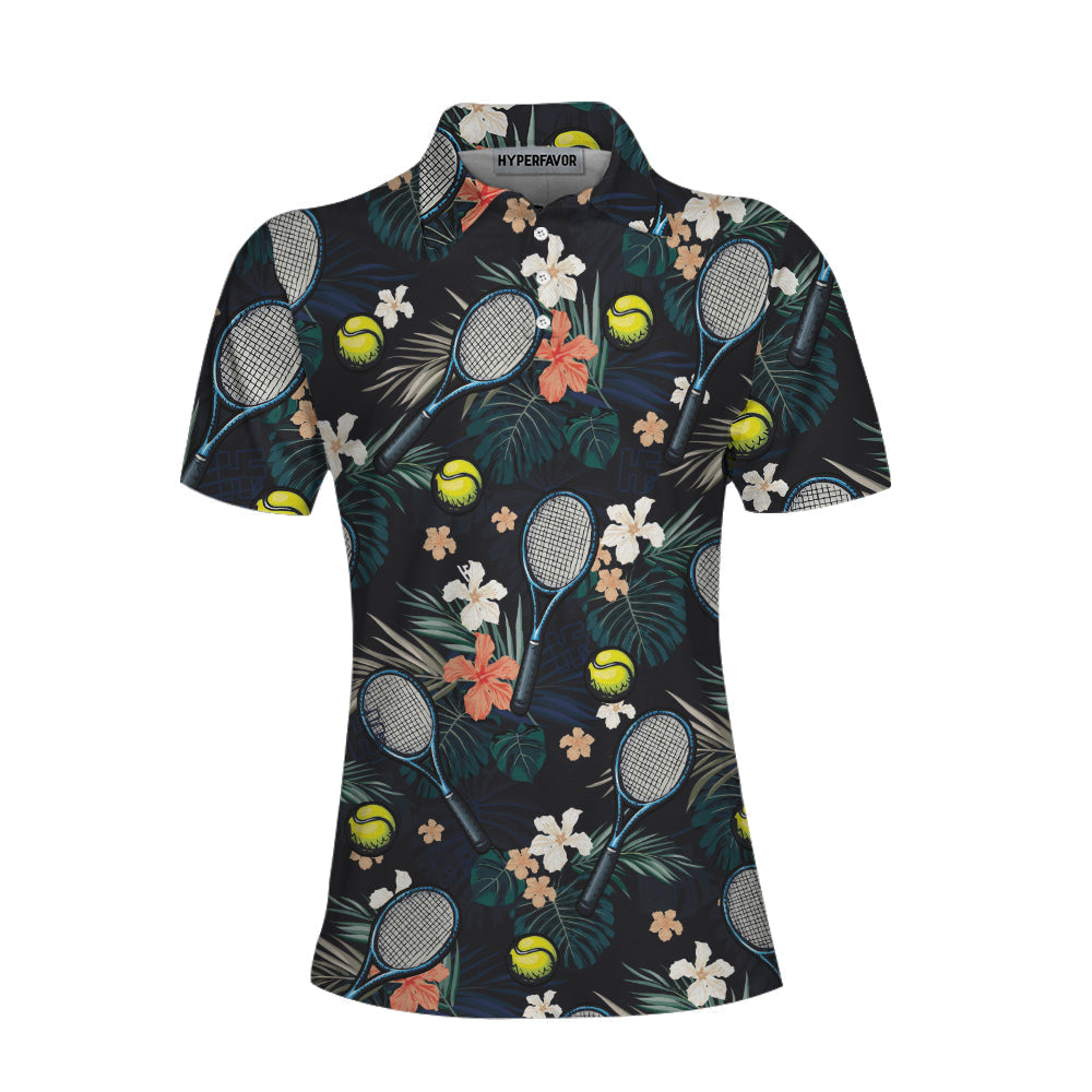 Tropical Floral Tennis Shirt For Women Short Sleeve Women Polo Shirt Coolspod