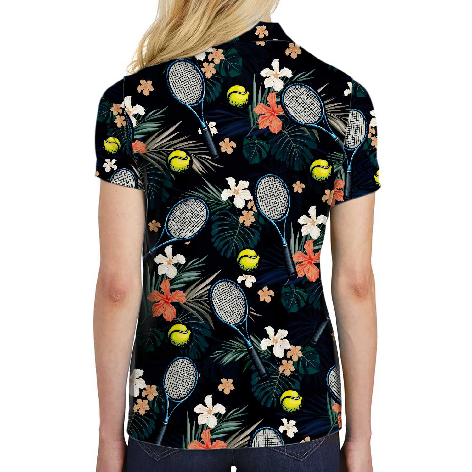 Tropical Floral Tennis Shirt For Women Short Sleeve Women Polo Shirt Coolspod