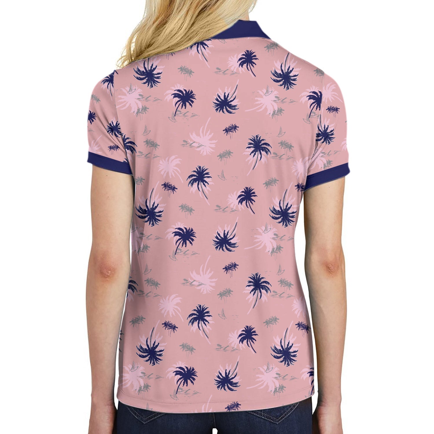 Tropical Palm Tree Pattern Shirt Short Sleeve Women Polo Shirt Coolspod
