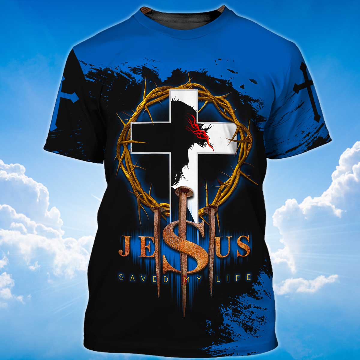 Jesus Christ Saved My Life 3D Tee Shirts Blue And Black T Shirt Coolspod
