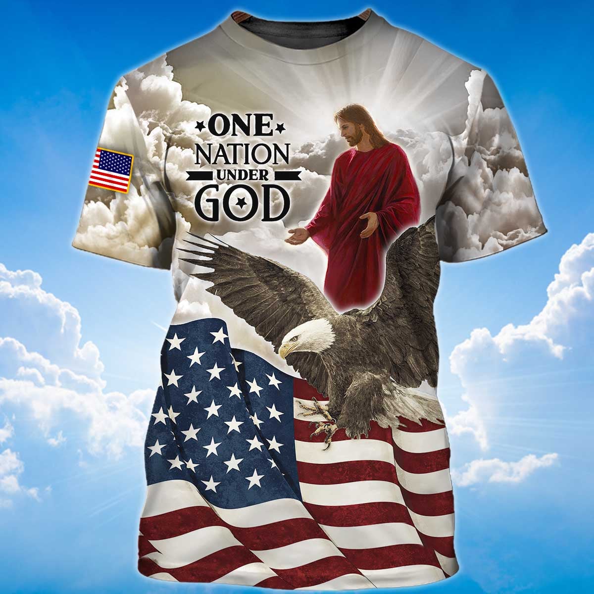 One Nation Under God Shirt Eagle America Flag T Shirt Gift For Independence Day