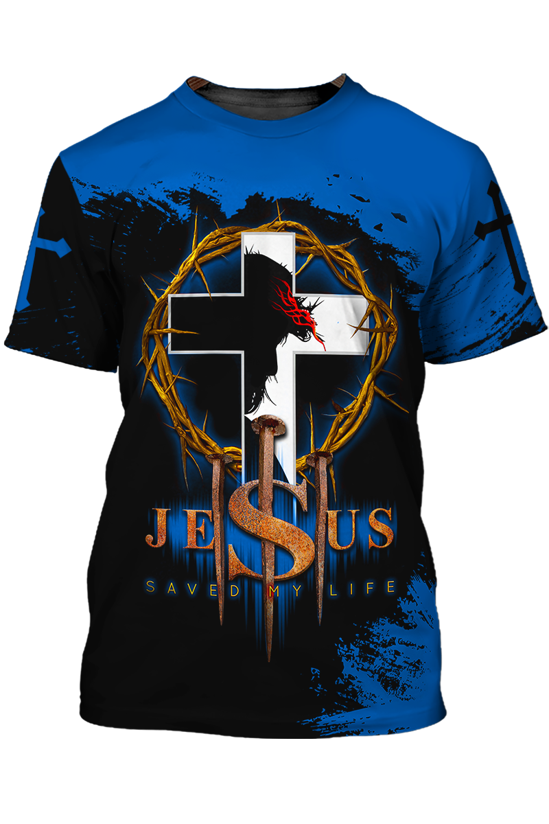 Jesus Christ Saved My Life 3D Tee Shirts Blue And Black T Shirt Coolspod