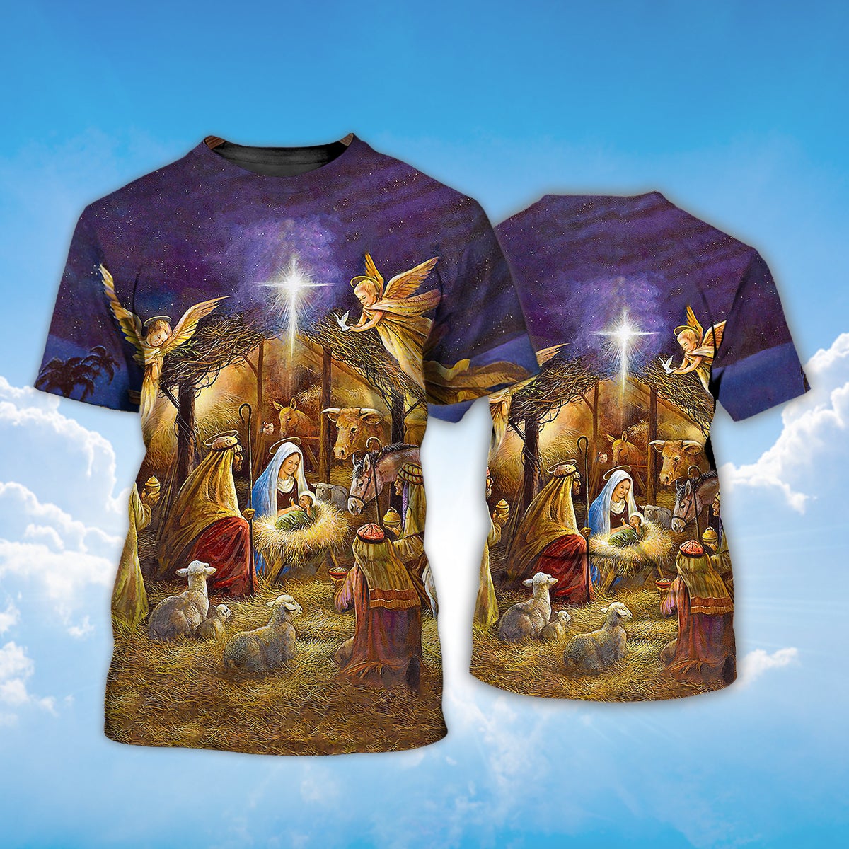 When God Was Born T Shirt 3D God Shirt For Noel Christmas