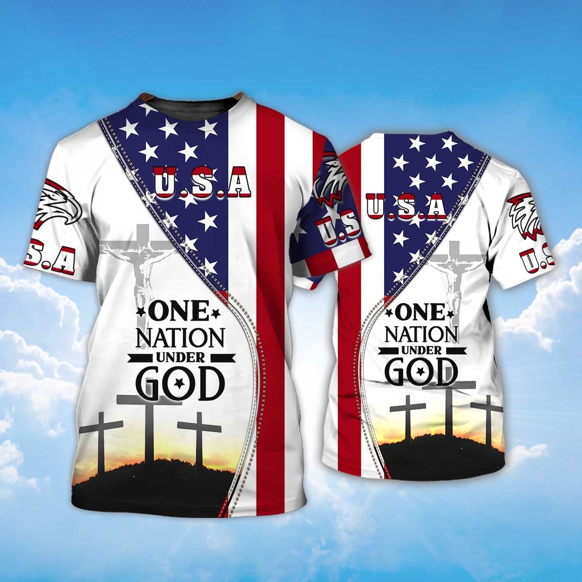 One Nation Under God Patriotic American Flag Pattern Shirt Men Women Coolspod
