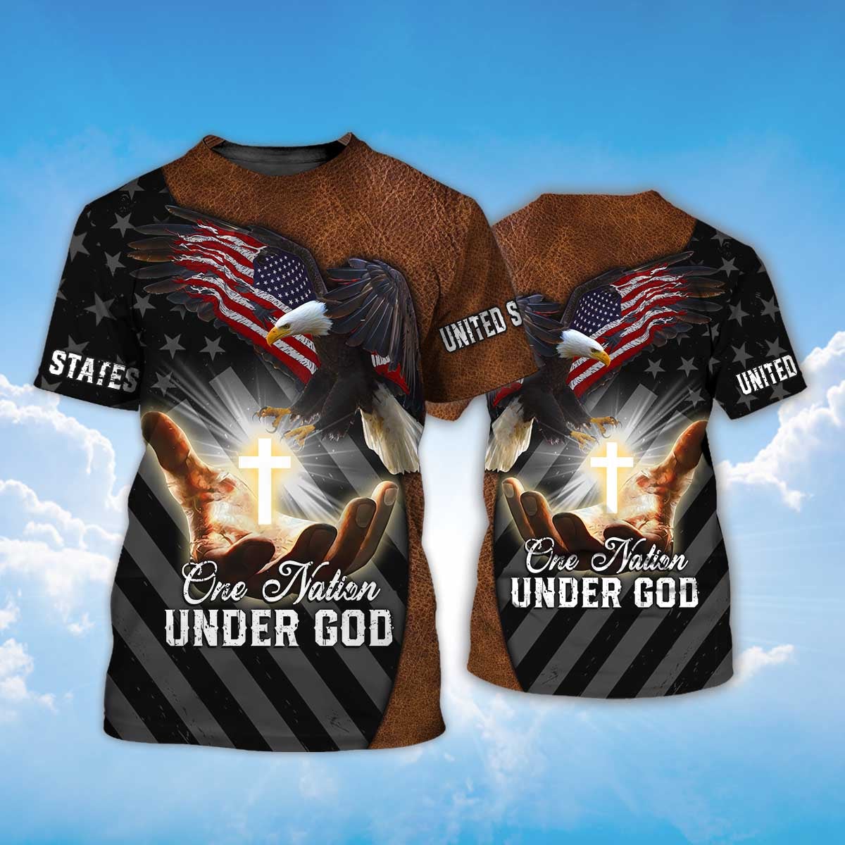 America Under God T Shirt 3D Eagle And Jesus Patriotic Shirt
