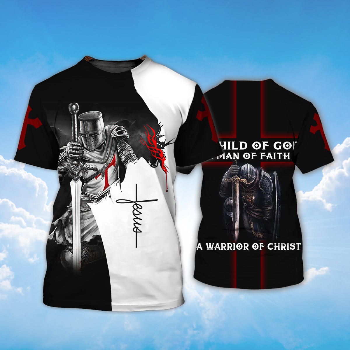A Child Of God A Man Of Faith Knight Templar Jesus T-Shirt