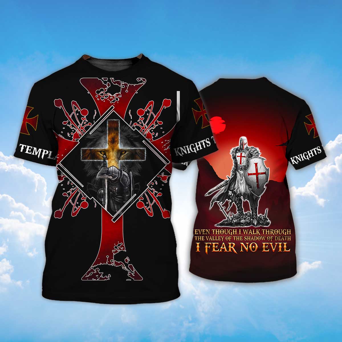 Knights Templar Tee Shirts I Fear No Evil 3D All Over Print Shirt