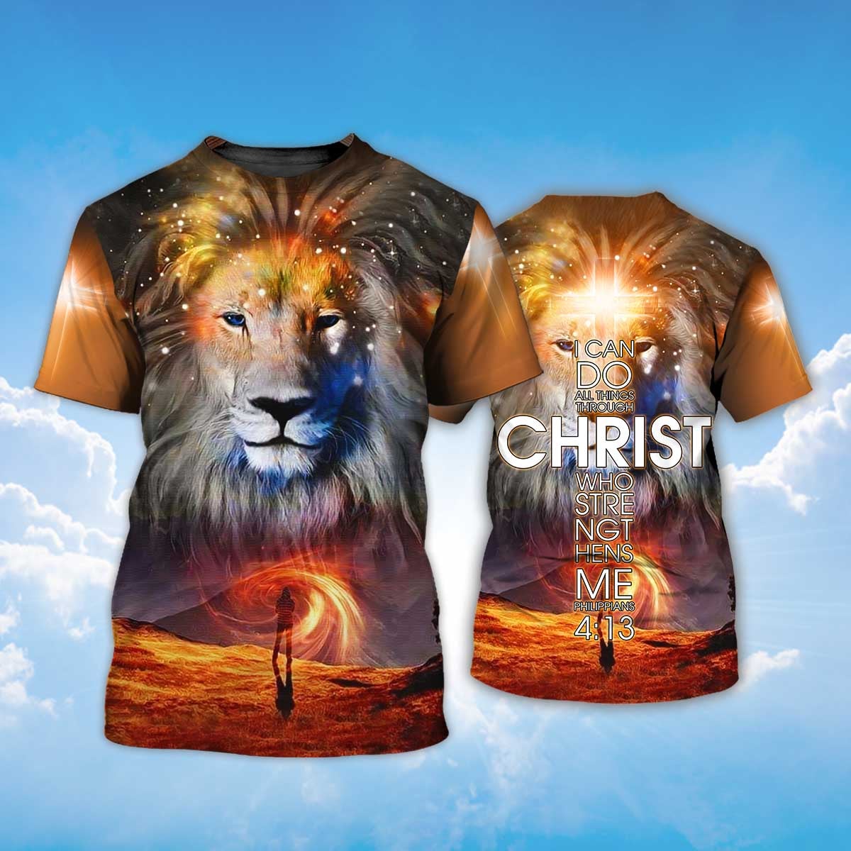 I Can Do All Things Through Christ Lion Cross 3D T Shirt Coolspod