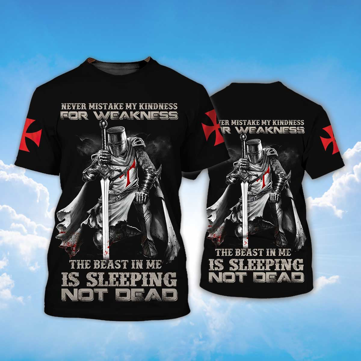3D All Over Print Black Knights Templar Shirt The Beast In Me Is Sleeping Not Dead T Shirt